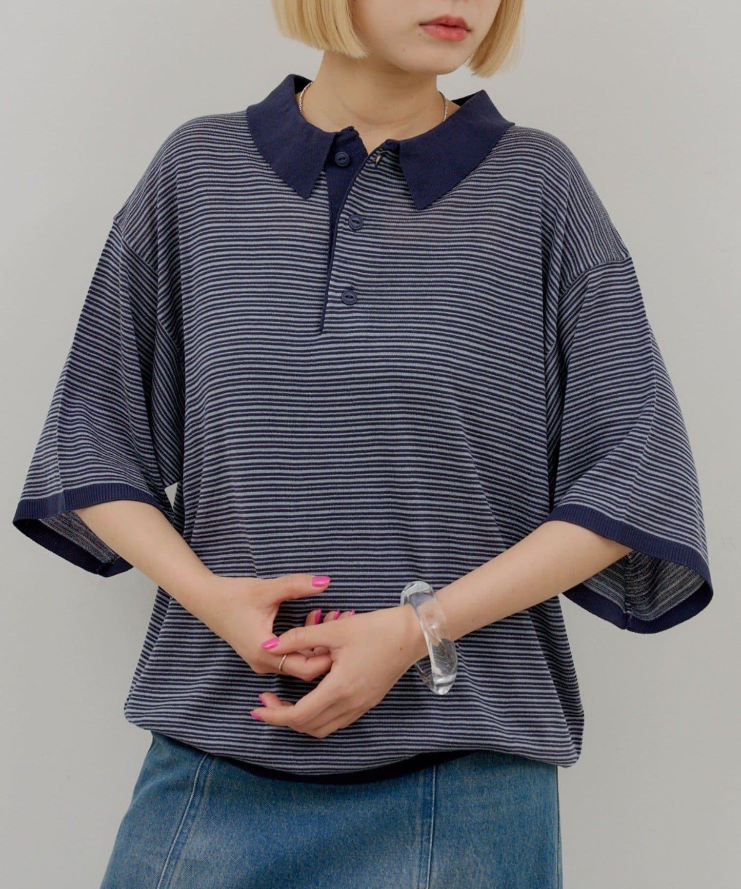 WHIMSIC 條紋針織POLO衫