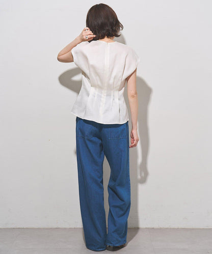 Drawing Numbers 苧麻緞面荷葉擺襯衫