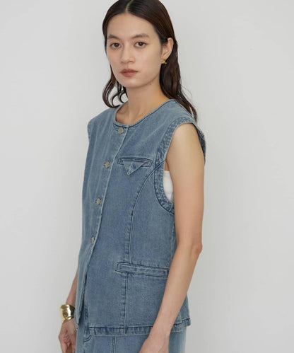 藍色牛仔馬甲