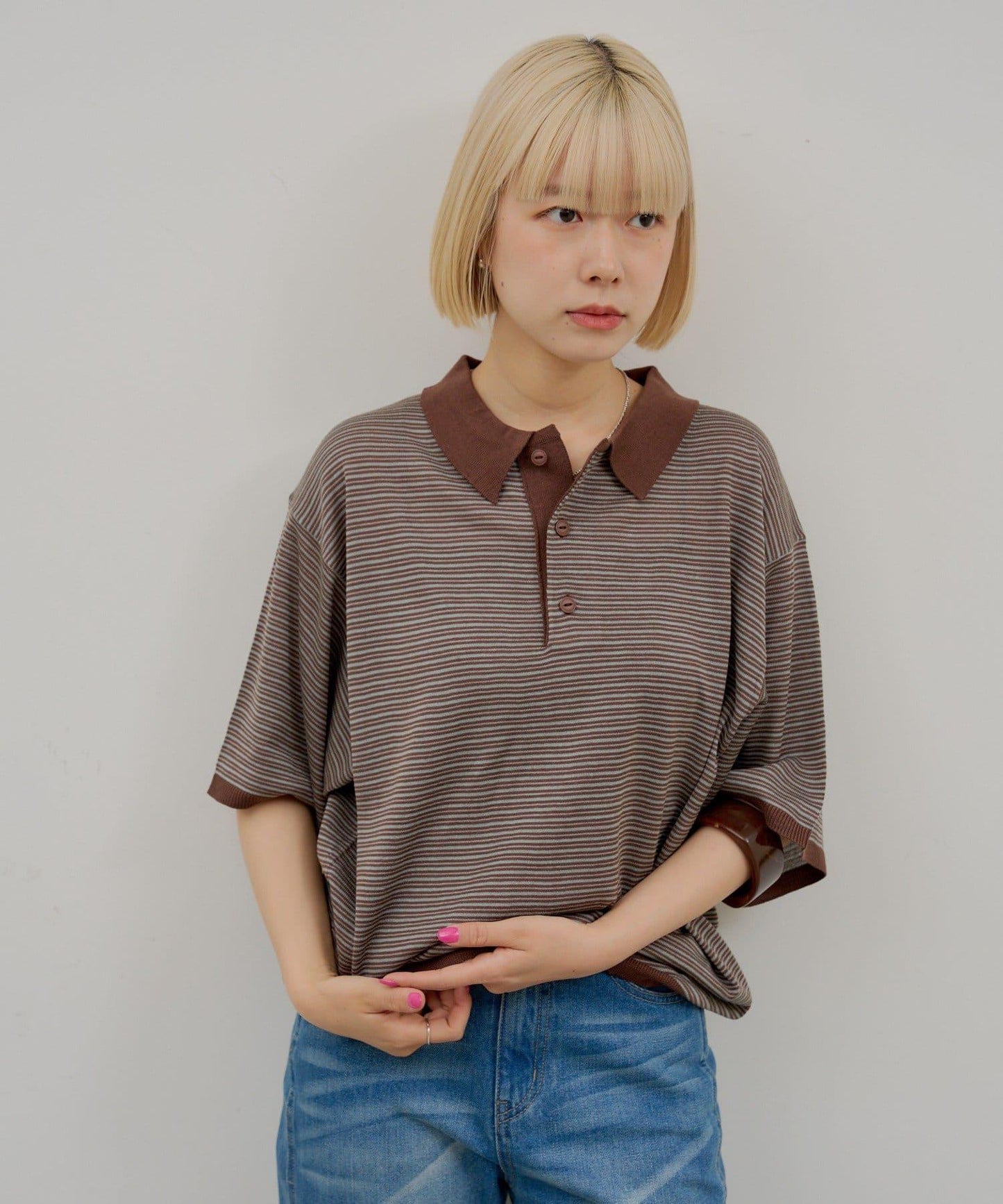 WHIMSIC 條紋針織POLO衫