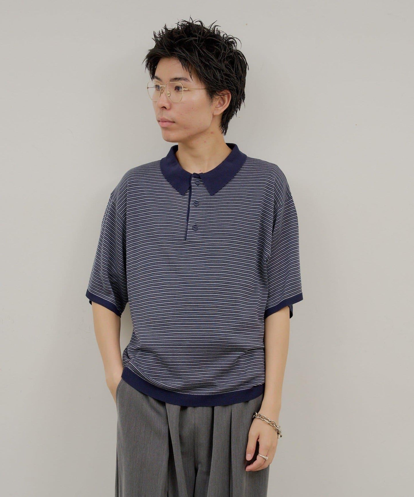 WHIMSIC 條紋針織POLO衫