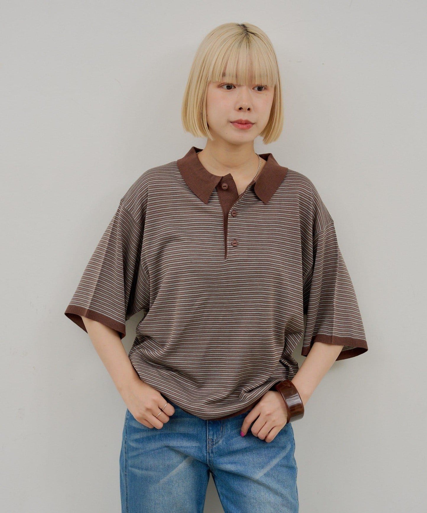 WHIMSIC 條紋針織POLO衫