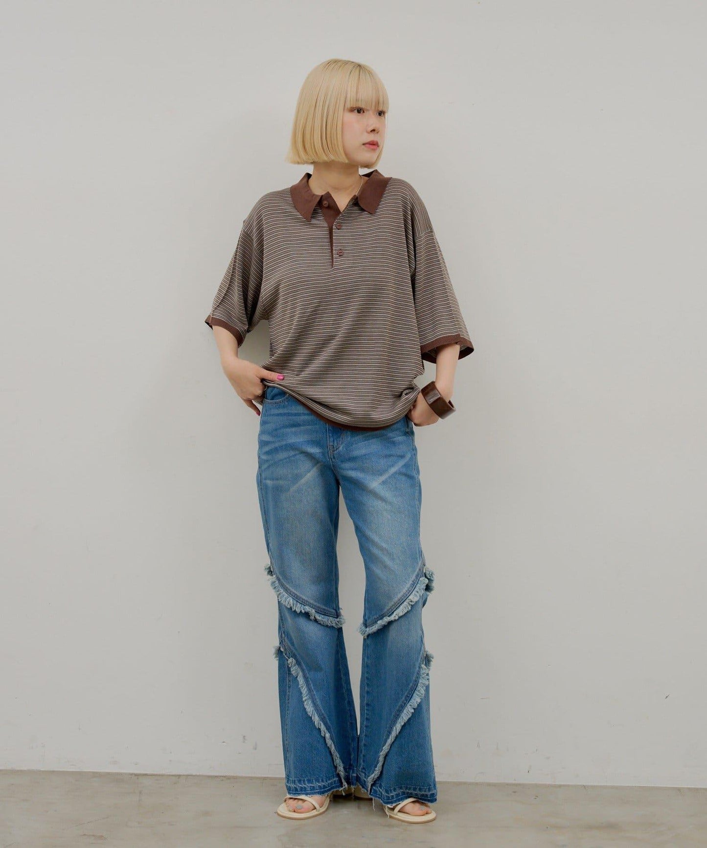 WHIMSIC 條紋針織POLO衫
