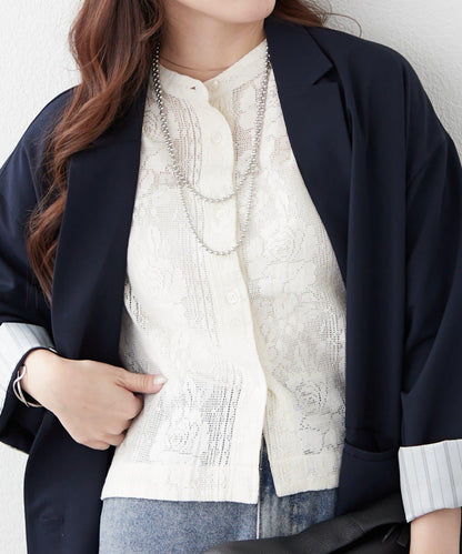 NAO 花卉蕾絲女襯衫