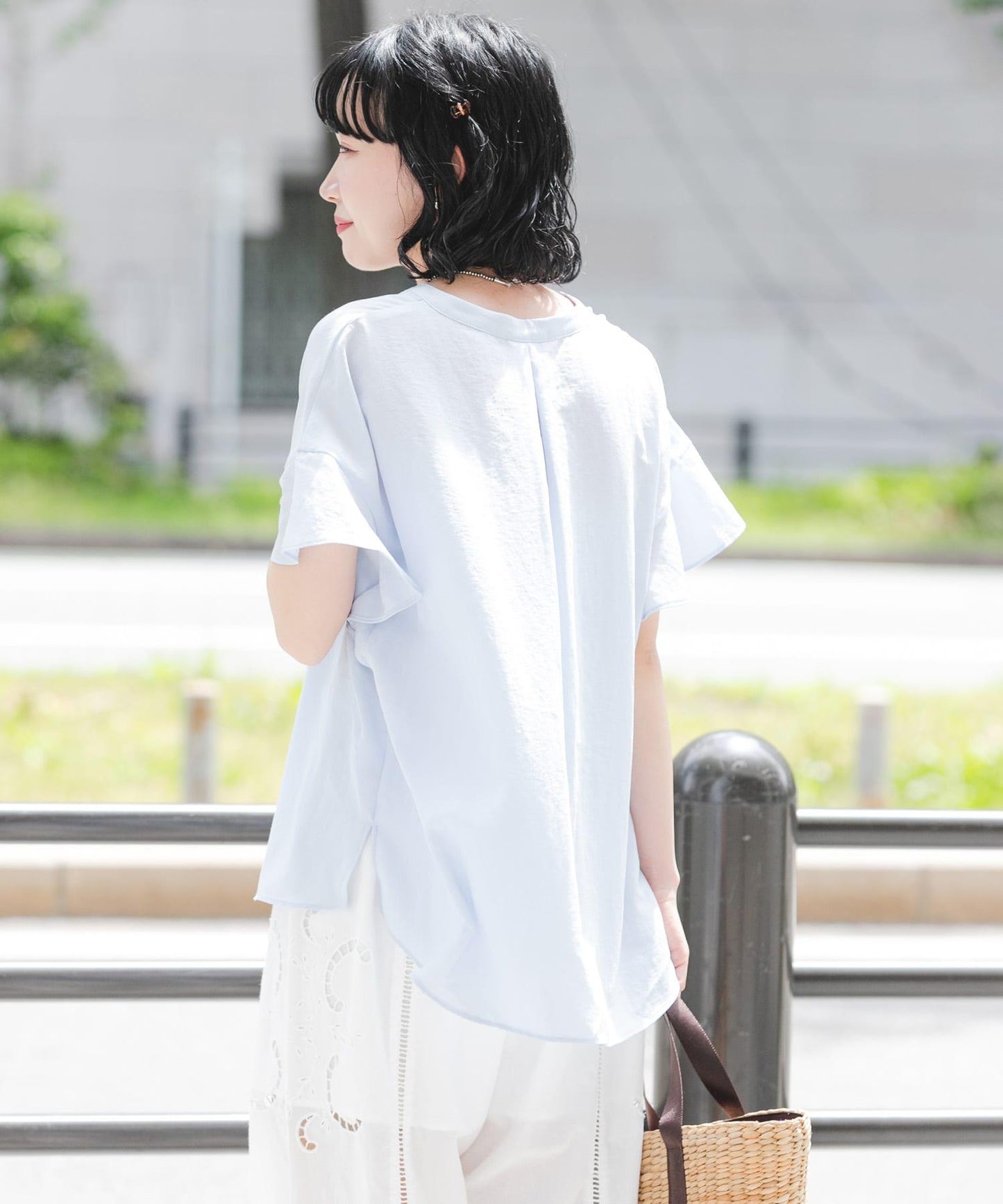 法式袖 開襟設計 襯衫