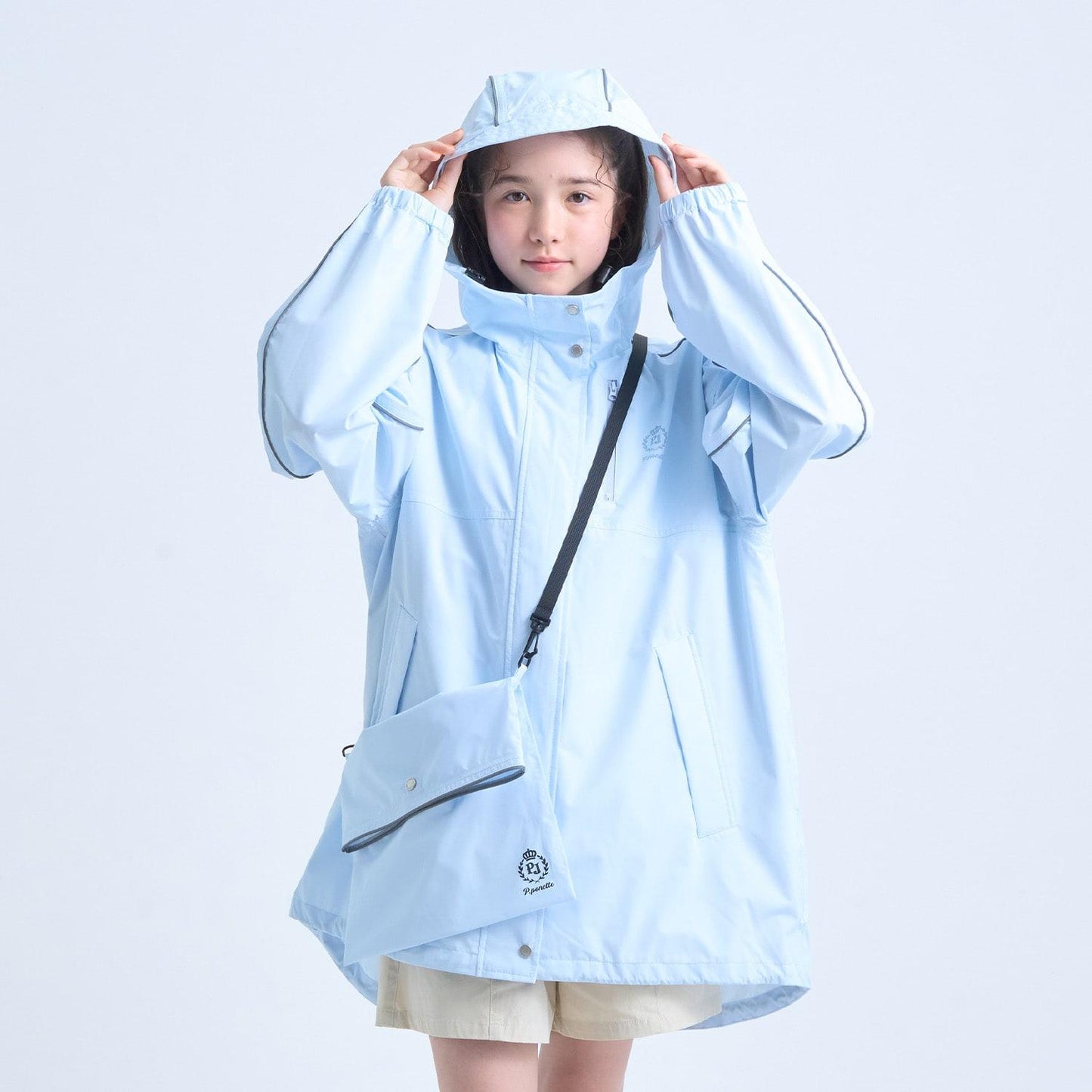晴雨兩用 附小斜挎包 防潑水 外套