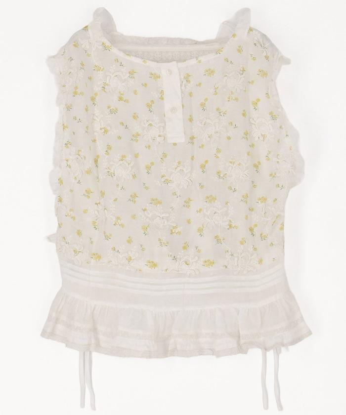 sheer flower vest blouse 女襯衫