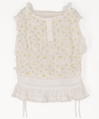 sheer flower vest blouse 女襯衫