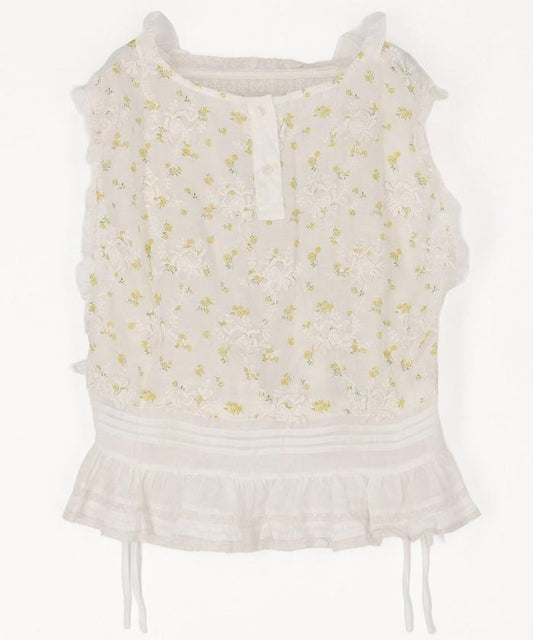 sheer flower vest blouse 女襯衫