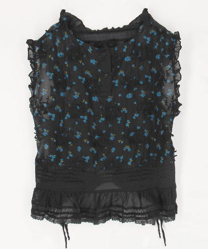 sheer flower vest blouse 女襯衫