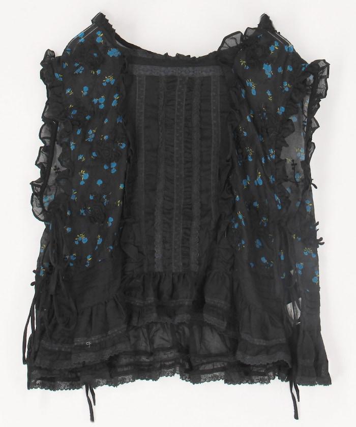 sheer flower vest blouse 女襯衫