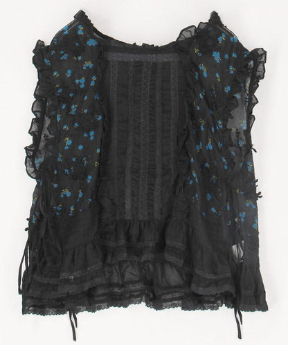 sheer flower vest blouse 女襯衫