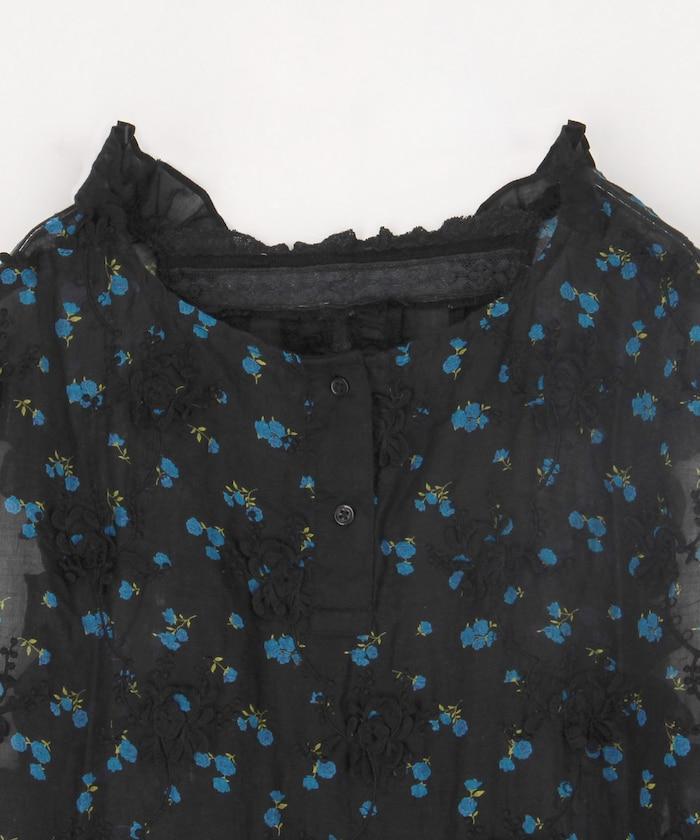 sheer flower vest blouse 女襯衫