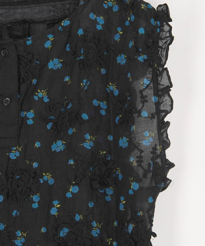 sheer flower vest blouse 女襯衫