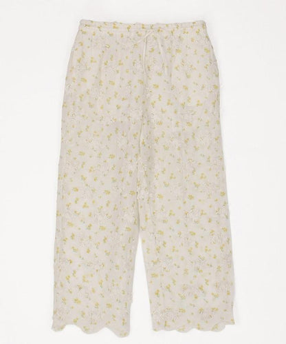 薄透花卉設計 sheer flower easy pants 褲子