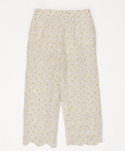 薄透花卉設計 sheer flower easy pants 褲子