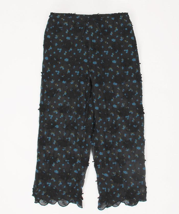 薄透花卉設計 sheer flower easy pants 褲子