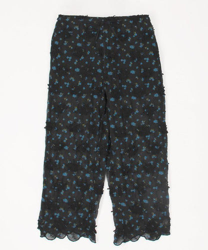 薄透花卉設計 sheer flower easy pants 褲子