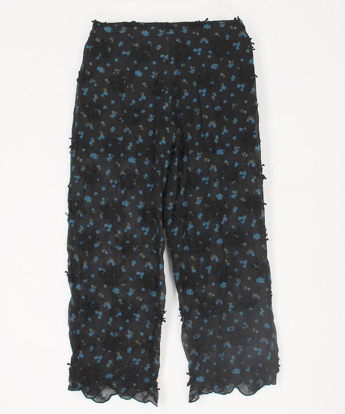 薄透花卉設計 sheer flower easy pants 褲子