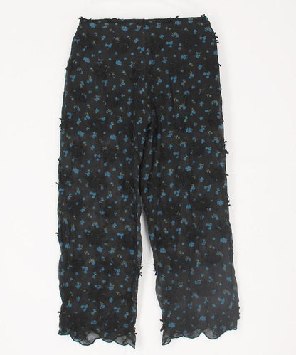 薄透花卉設計 sheer flower easy pants 褲子