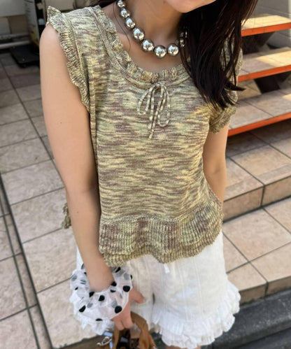 荷葉邊設計 夏季針織 無袖背心