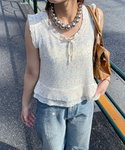 荷葉邊設計 夏季針織 無袖背心