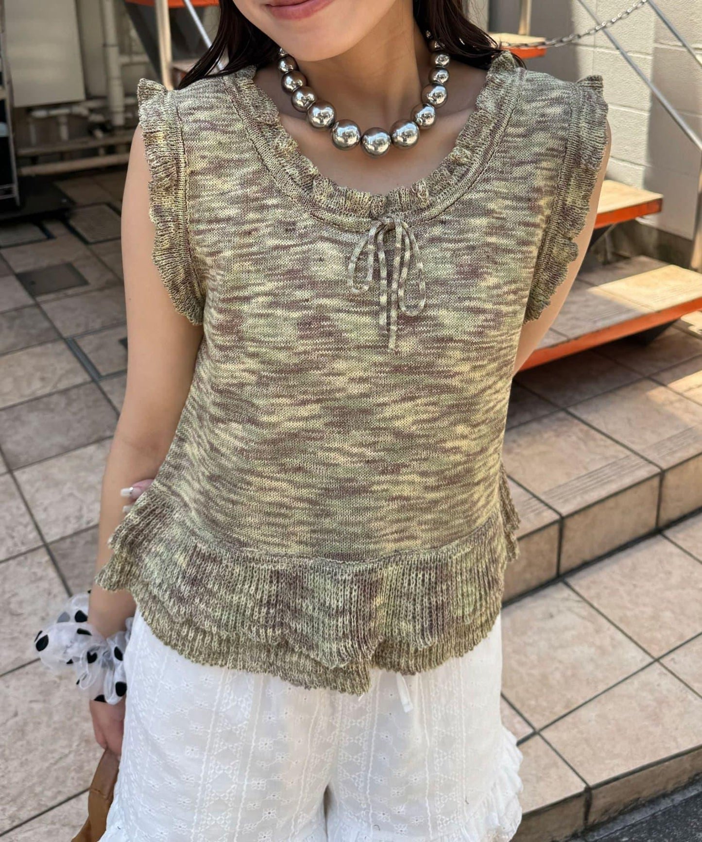 荷葉邊設計 夏季針織 無袖背心
