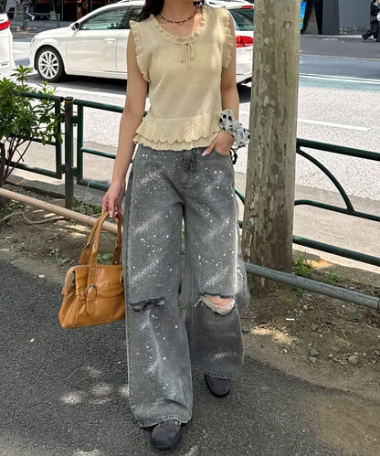 荷葉邊設計 夏季針織 無袖背心