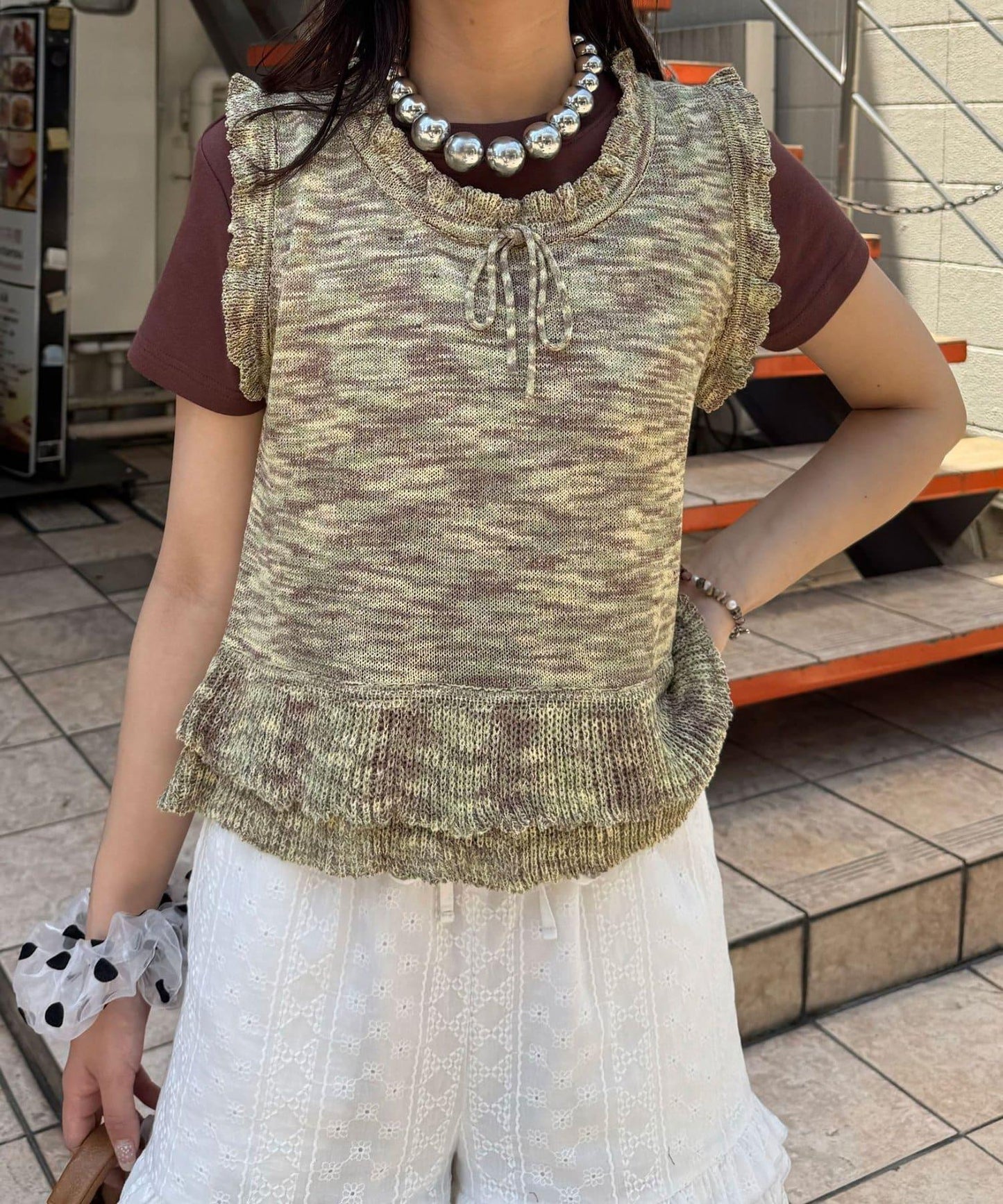 荷葉邊設計 夏季針織 無袖背心