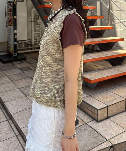 荷葉邊設計 夏季針織 無袖背心
