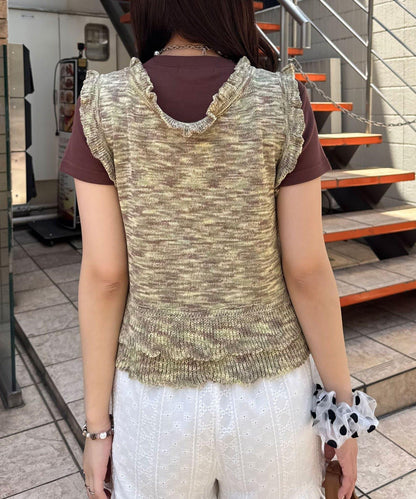 荷葉邊設計 夏季針織 無袖背心