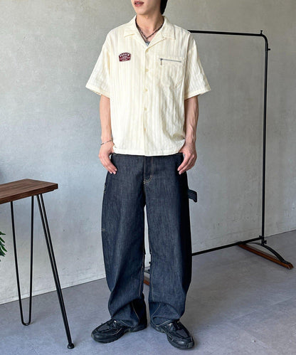 貼布多比設計短袖開襟襯衫