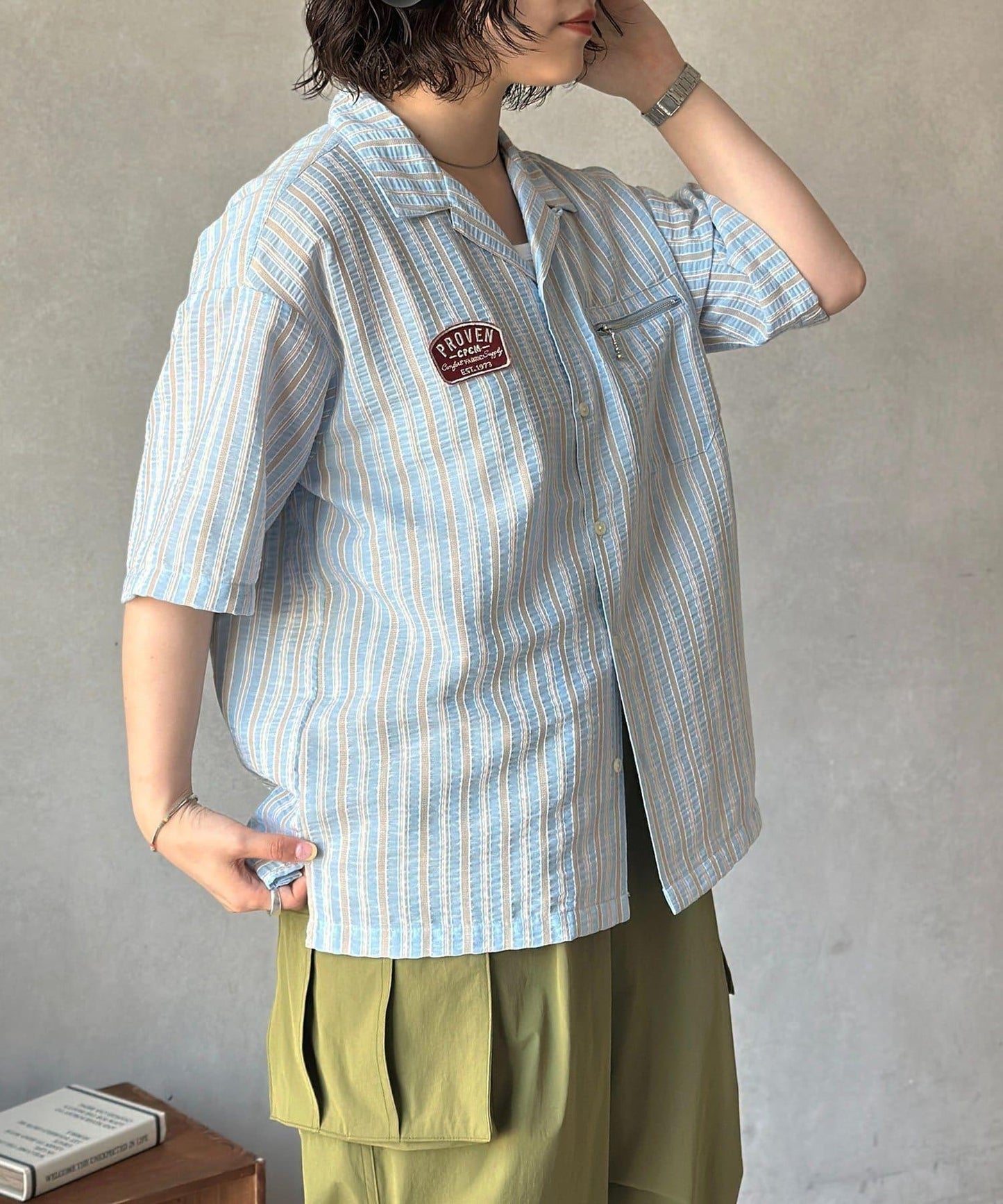 貼布多比設計短袖開襟襯衫