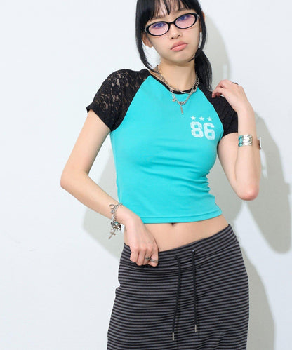 【WEB限定】ラグラン袖レースナンバリングTEE