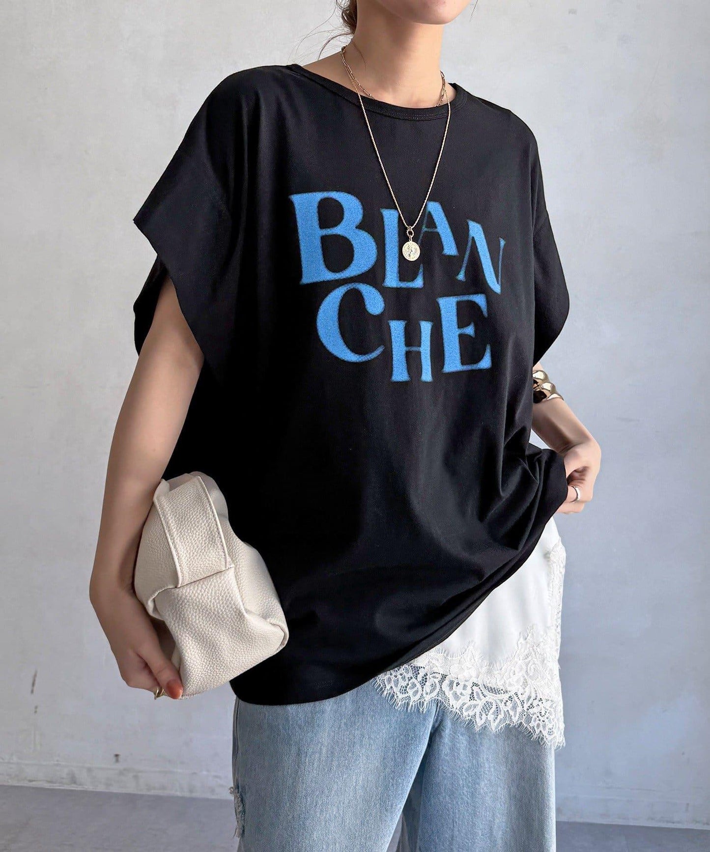 BLANCHE 抽褶袖 T恤