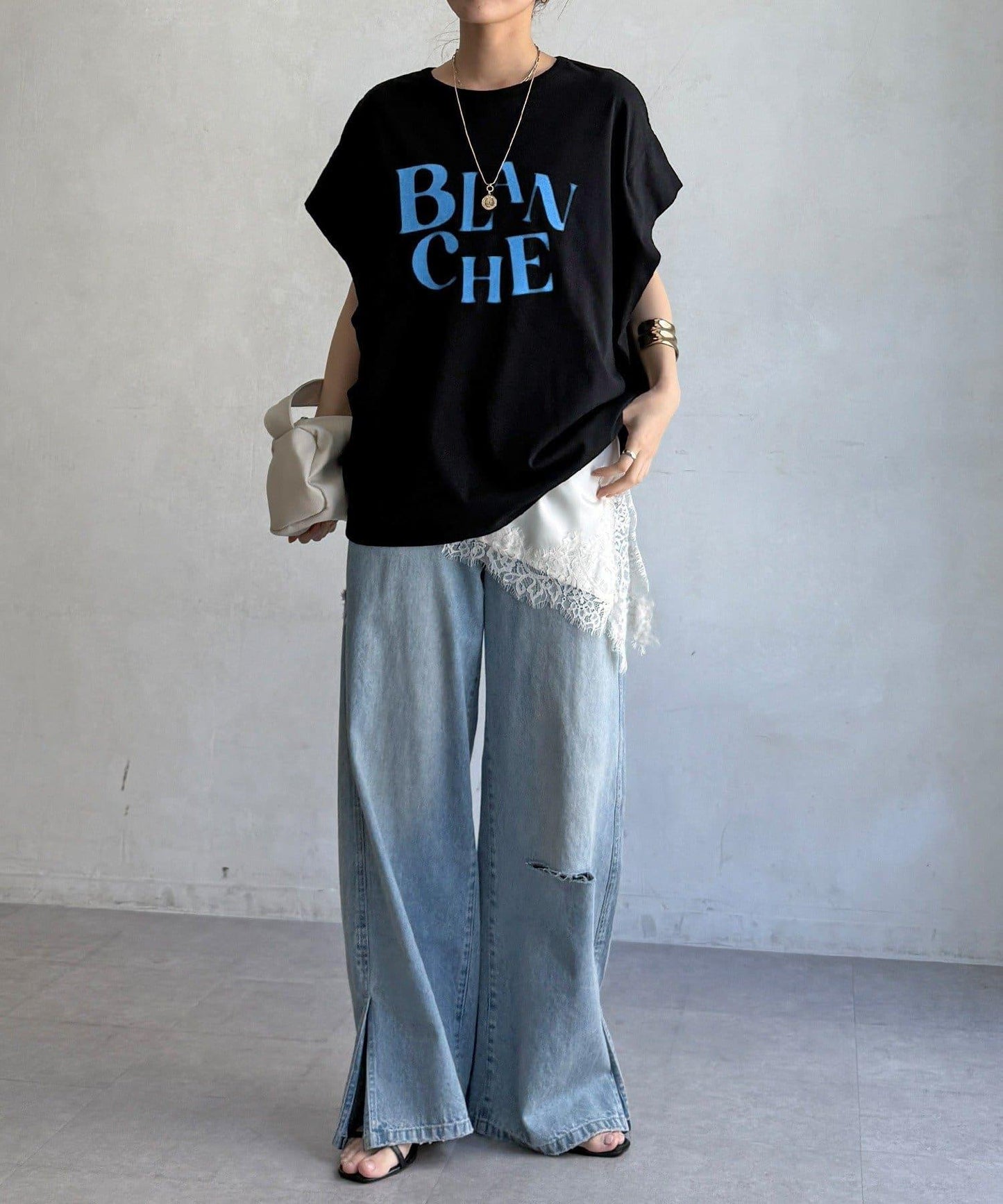 BLANCHE 抽褶袖 T恤