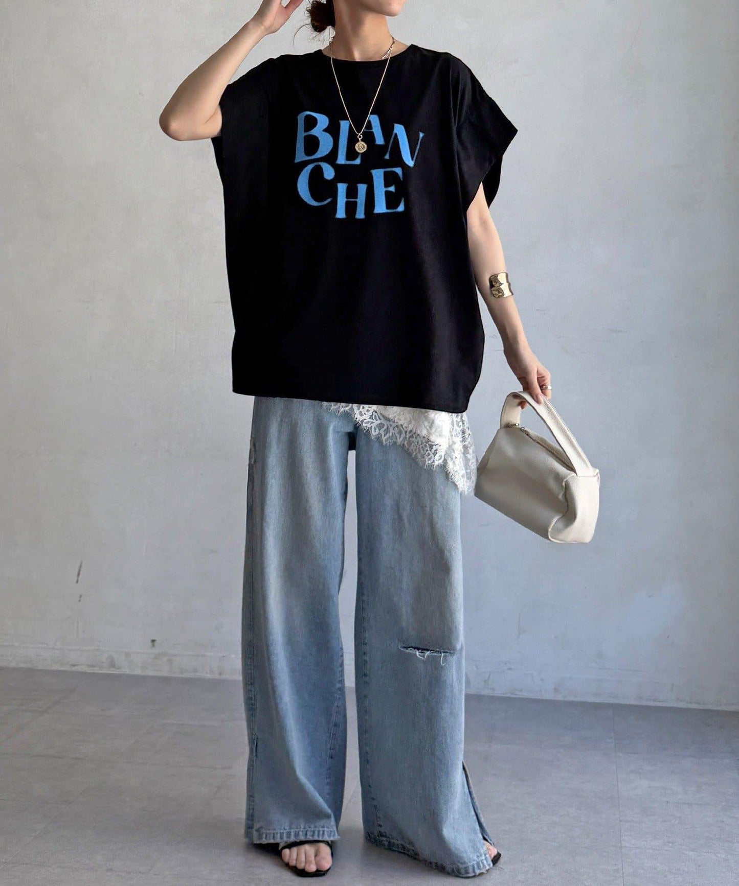 BLANCHE 抽褶袖 T恤
