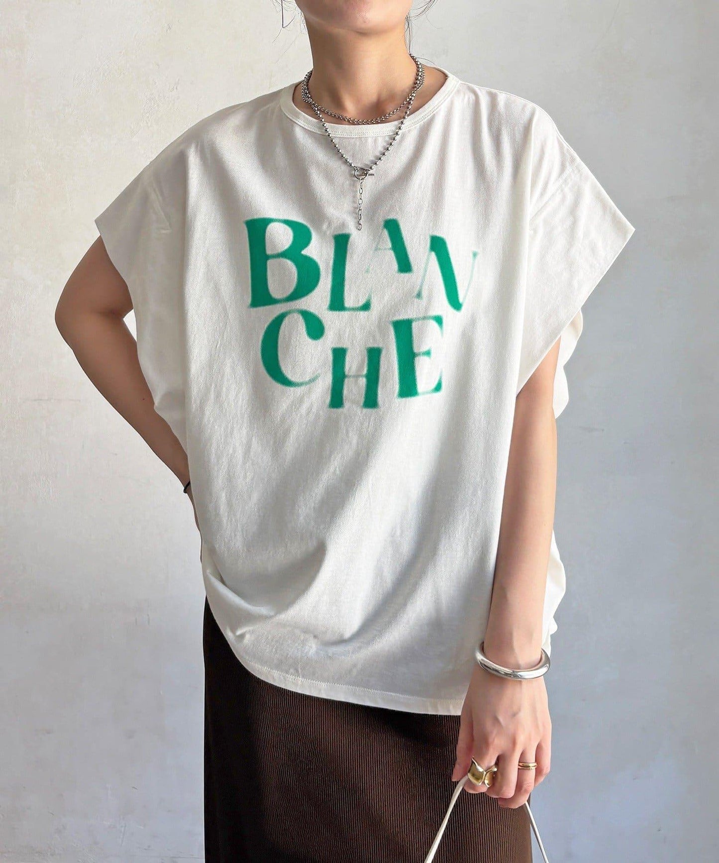 BLANCHE 抽褶袖 T恤
