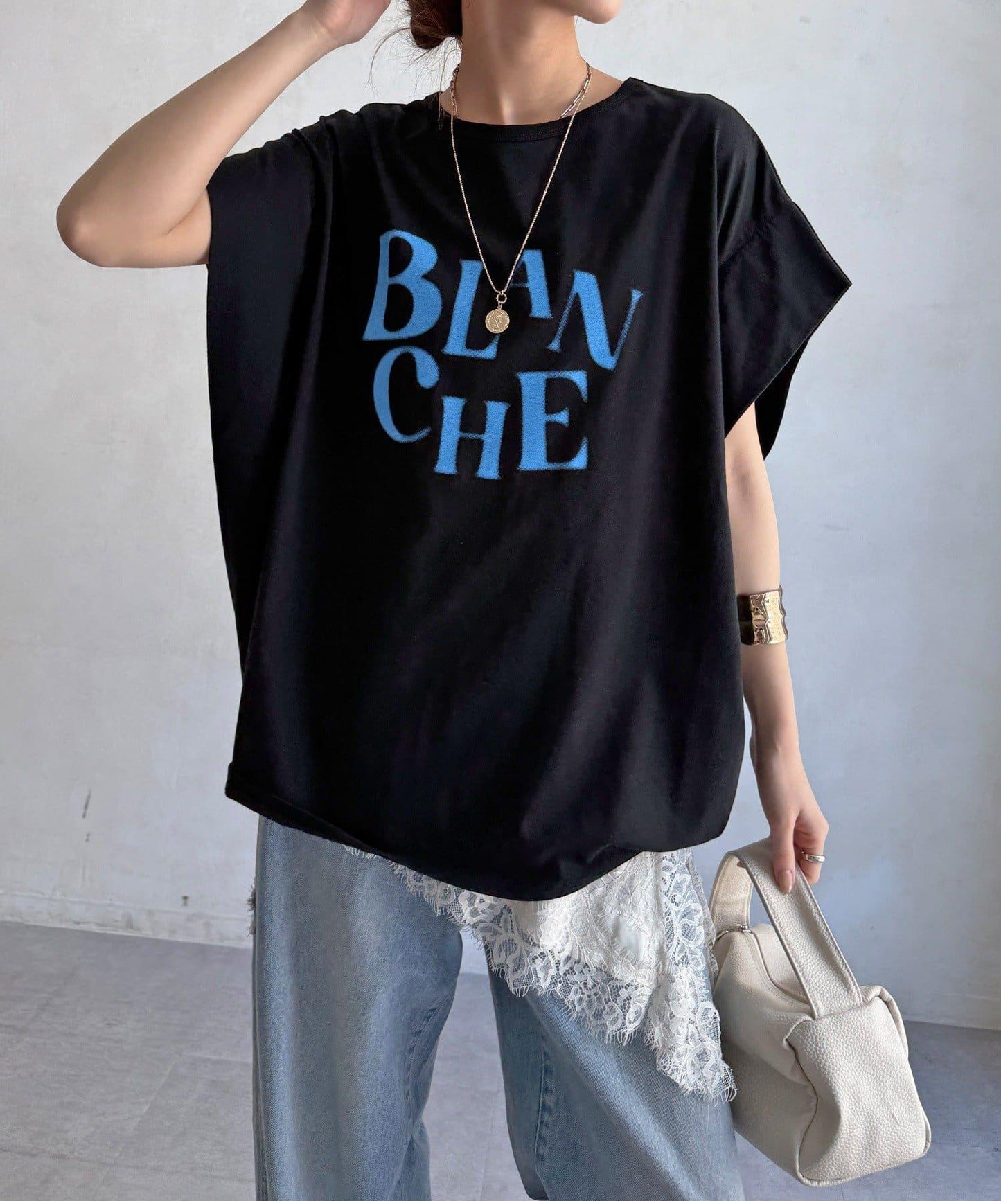 BLANCHE 抽褶袖 T恤