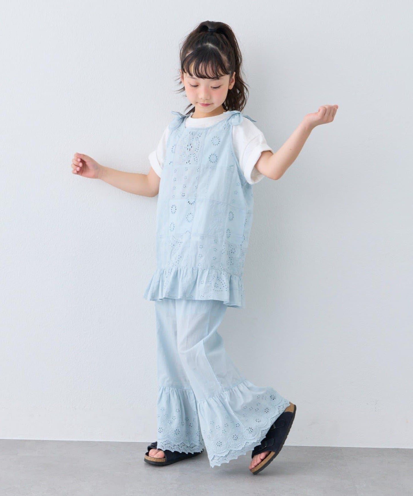 KIDS India 裙襬蕾絲 喇叭褲 童裝褲款
