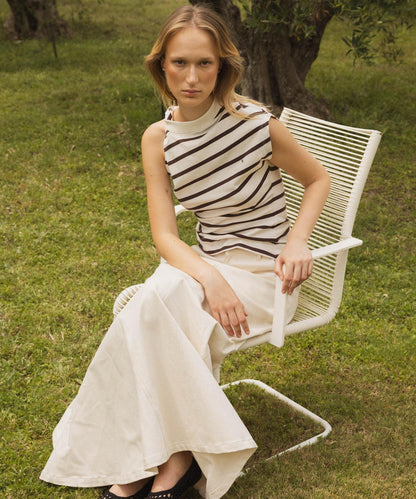 ESTHE STRIPE TWIST ASYMMETRIC T-SHIRTS