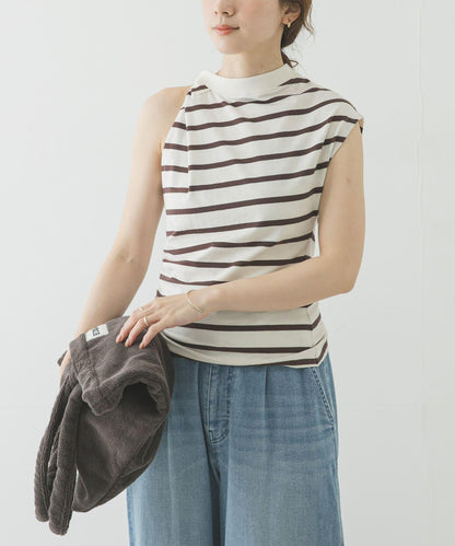 ESTHE STRIPE TWIST ASYMMETRIC T-SHIRTS
