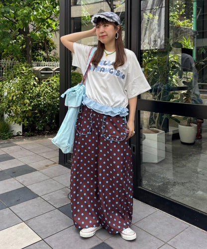 HELLO.SANFRANCISCO 荷葉邊刺繡 大號托特包