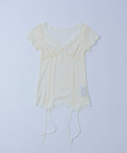 蕾絲吊襪帶設計 S/S 上衣