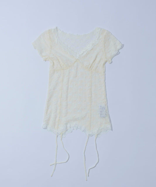 蕾絲吊襪帶設計 S/S 上衣