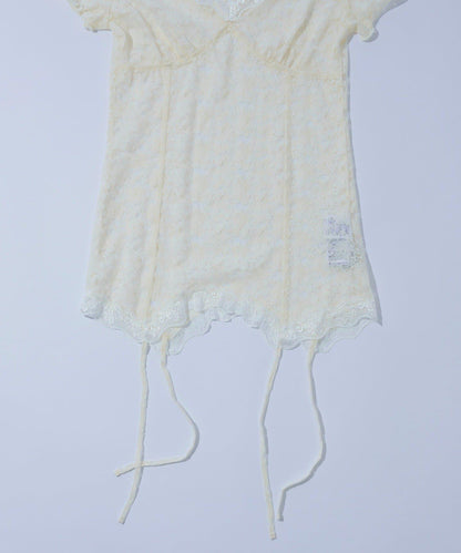 蕾絲吊襪帶設計 S/S 上衣