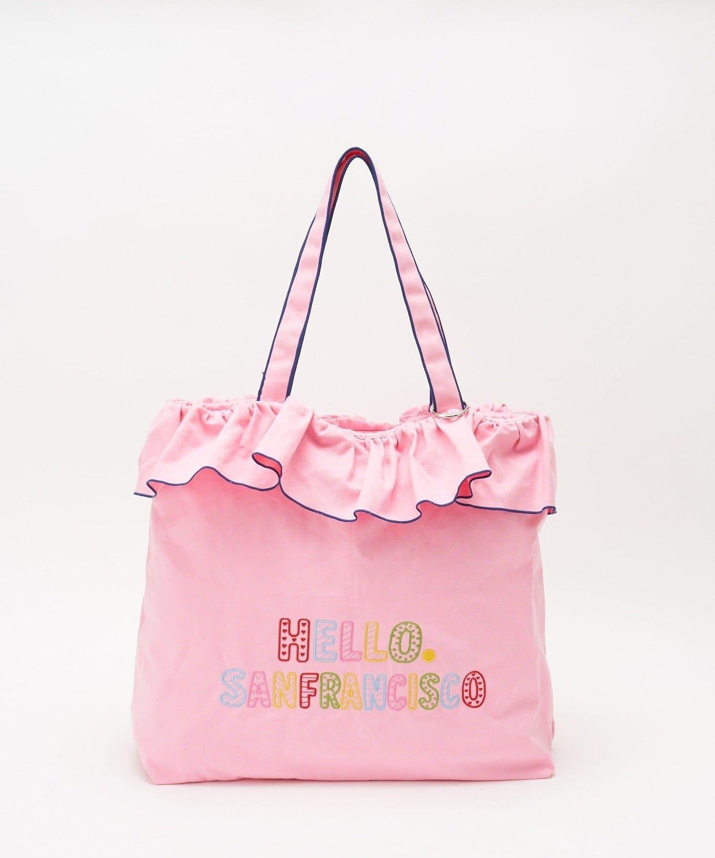 HELLO.SANFRANCISCO 荷葉邊刺繡 大號托特包