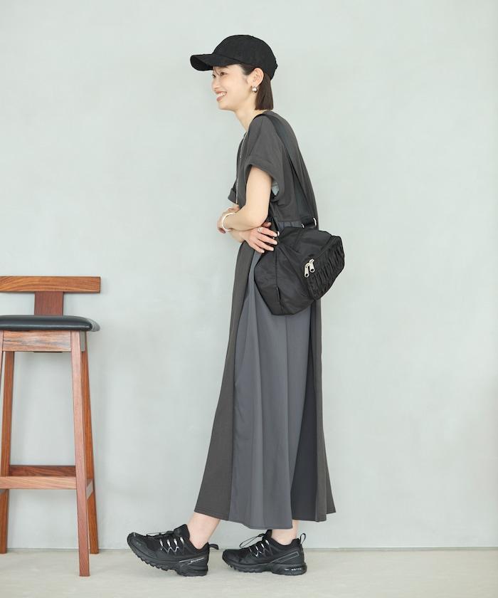 有機棉 異材質拼接 褶皺 連衣裙
