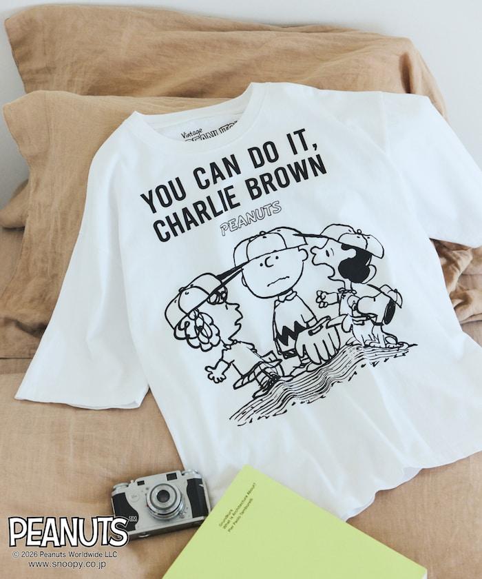 PEANUTS（花生漫畫） YOU CAN DO IT 前胸印花短袖T恤