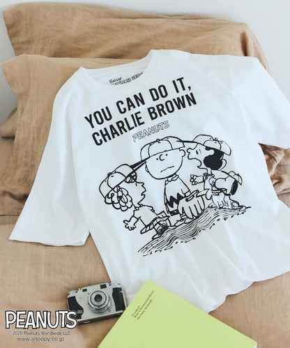 PEANUTS（花生漫畫） YOU CAN DO IT 前胸印花短袖T恤